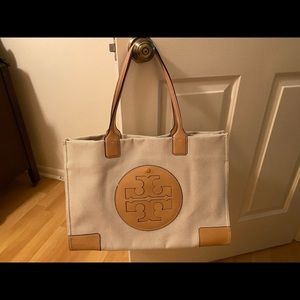 Tory Burch Ella Tote Bag in Beige Canvas- Like New!